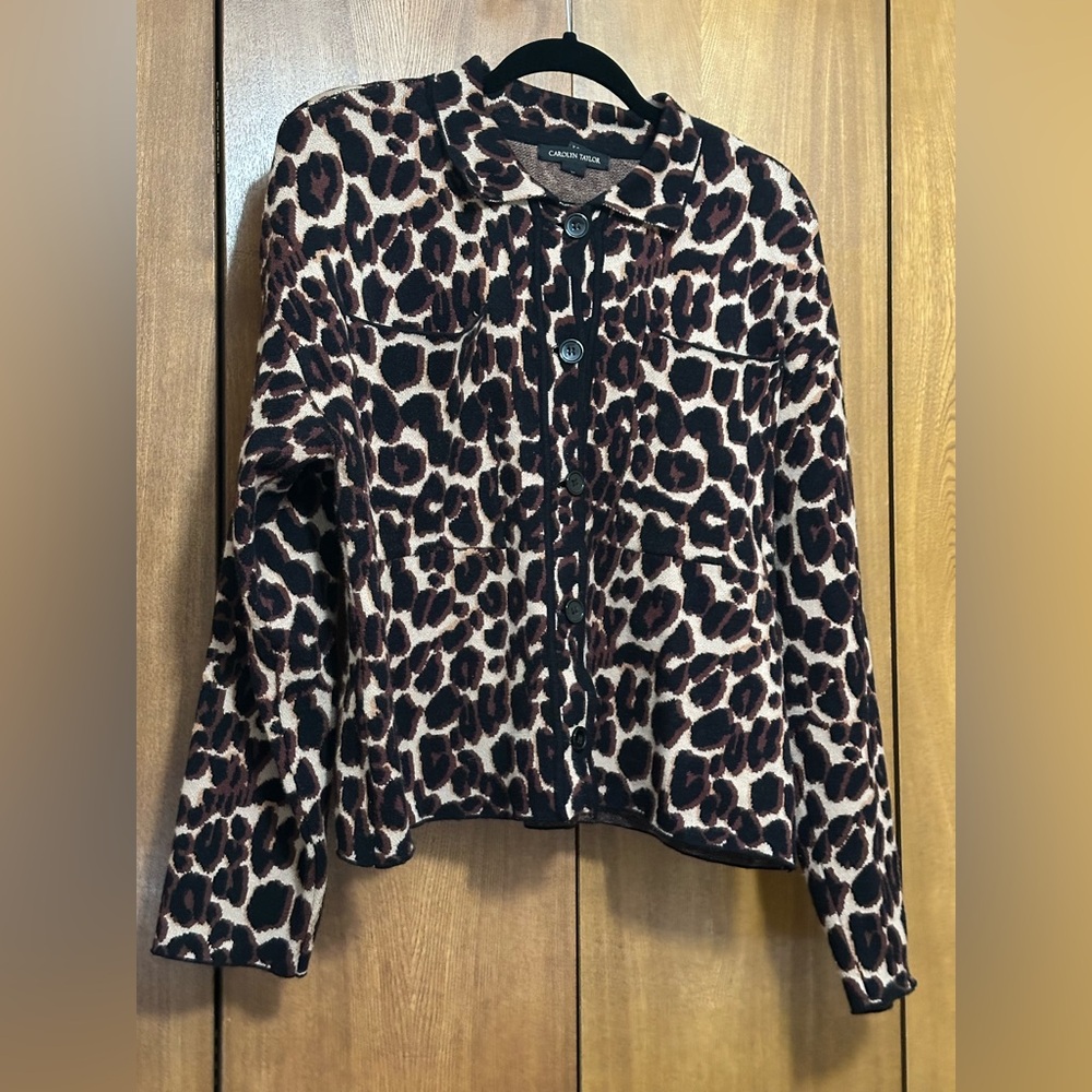 Carolyn Taylor Leopard Print Button-Up Jacket - Brown/Black